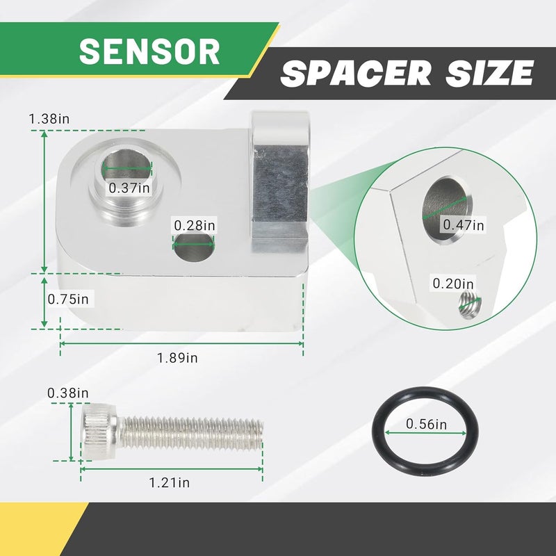 Rendrox Silver Spacer Kit + Intake Air Pressure and Temperature Sensor Fit for GMC Sierra Chevrolet Silverado 2500HD 3500HD 6.6L Diesel Engine 2017-2024 Replace 12681993 Manifold Pressure (MAP) Sensor - Image 5